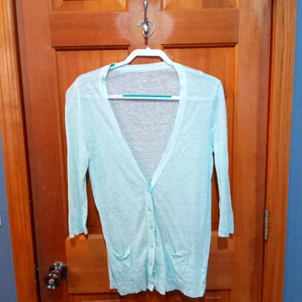 J. Crew 100% knit linen cardigan blue size S